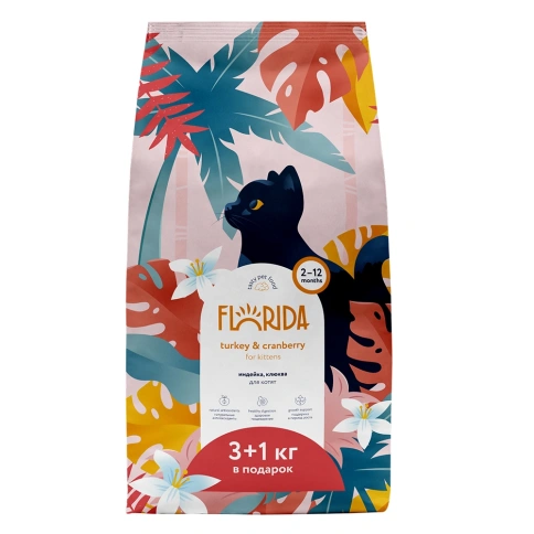 Сухой корм FLORIDA Kitten Delicate Turkey & Cranberry для котят, с индейкой и клюквой, 4 кг фото 1