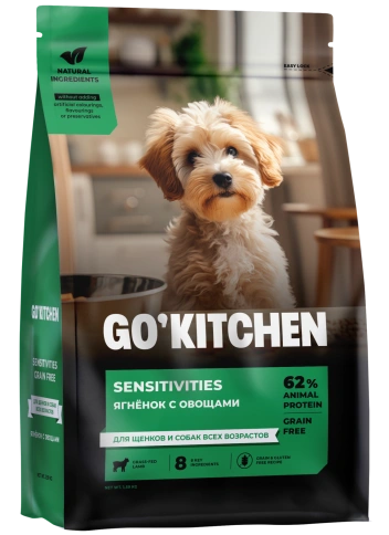 Сухой корм Go'Kitchen Lamb для щенков и собак всех возрастов для чувствительного пищеварения, с ягненком, 1,59 кг фото 1