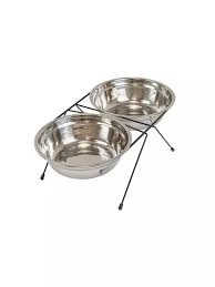 Миска Homepet для домашних животных, металлическая двойная на подставке, 2 шт, диаметр 26 см, 2,5 л фото 1