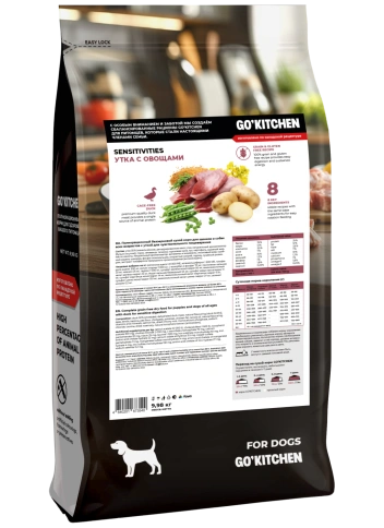 Сухой корм Go'Kitchen Duck для щенков и собак всех возрастов для чувствительного пищеварения, с уткой, 9,98 кг фото 2