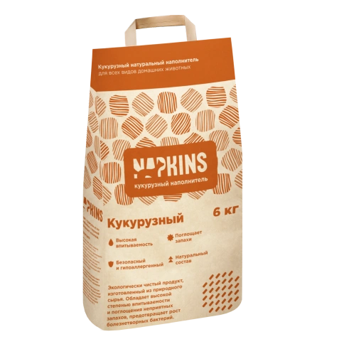 Наполнитель Napkins для кошачьего туалета, кукурузный, 8.5 л фото 1