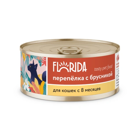 Влажный корм FLORIDA Quail & Lingonberry для кошек, с перепёлкой с брусникой, 100 г фото 1