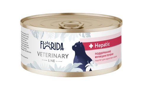 Влажный корм FLORIDA Veterinary диетический Hepatiс для взрослых кошек для поддержания функции печени, 100 г фото 1