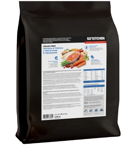 Сухой корм Go'Kitchen Salmon & Cod для котят и кошек всех возрастов, с лососем и треской, 7,26 кг фото 3
