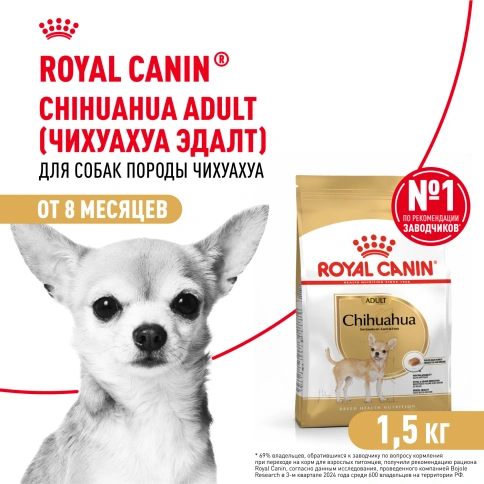 Сухой корм Royal Canin Chihuahua Adult для собак породы чихуахуа, 1,5 кг фото 1