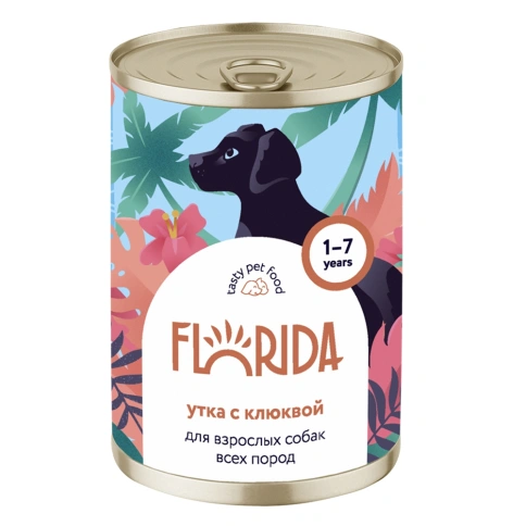 Влажный корм FLORIDA Duck & Cranberry для собак, с уткой и клюквой, 400 г фото 1
