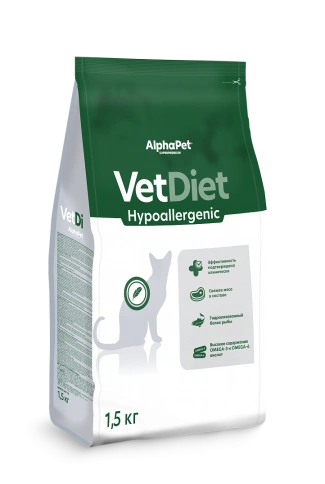 Сухой корм ALPHAPET Veterinary Diet Hypoallergenic Adult Cat, 1,5 кг фото 2