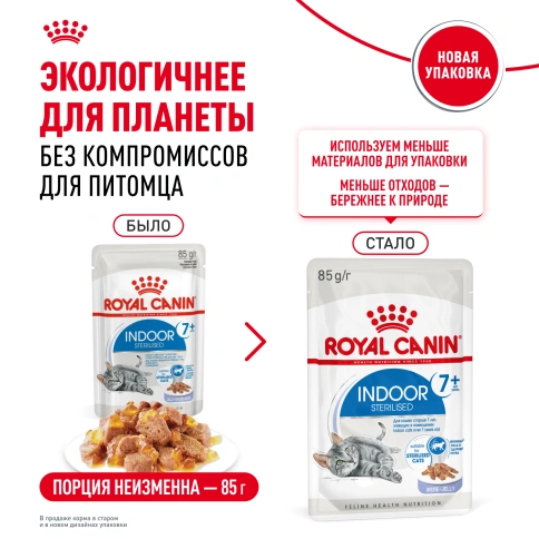 Влажный корм Royal Canin Indoor 7+ в желе для кошек старше 7 лет, живущих в помещении, пауч, 85 г фото 9