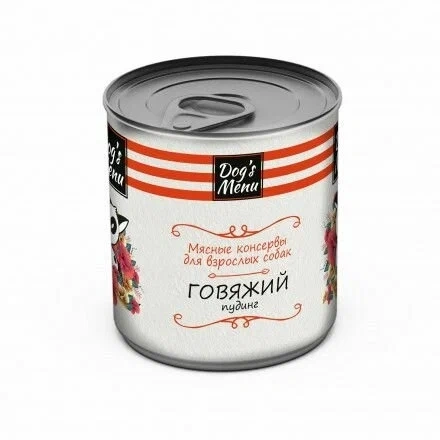 Влажный корм Dog`s Menu Beef для взрослых собак говяжий пудинг, 750 г фото 1