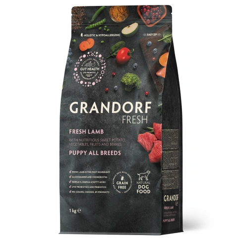 Сухой корм Grandorf Fresh Dog Lamb & Sweet Potato для щенков всех пород беременных и кормящих собак беззерновой ягненок, с бататом, 1 кг фото 1