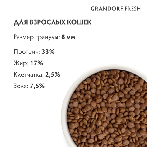 Сухой корм Grandorf Fresh Cat Salmon & Sweet Potato для взрослых кошек для здоровья кожи и шерсти или склонных к аллергии лосось, с бататом, 400 г фото 10
