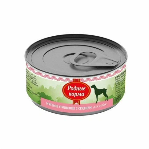 Влажный корм Родные корма Heart мясное угощение для собак, с сердцем, 100 г фото 1