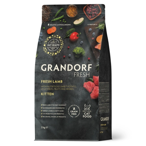 Сухой корм Grandorf Fresh Cat Lamb & Sweet Potato для котят беременных или кормящих кошек ягненок, с бататом, 2 кг фото 1