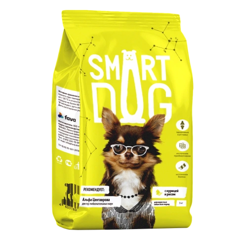 Сухой корм Smart Dog Chicken & Vegetables для взрослых собак всех пород, с курицей и овощами, 3 кг фото 1