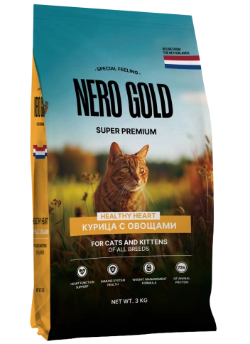 Сухой корм NERO GOLD Chicken & Vegetables для кошек и котят, с мясом курицы и овощами, 3 кг фото 1