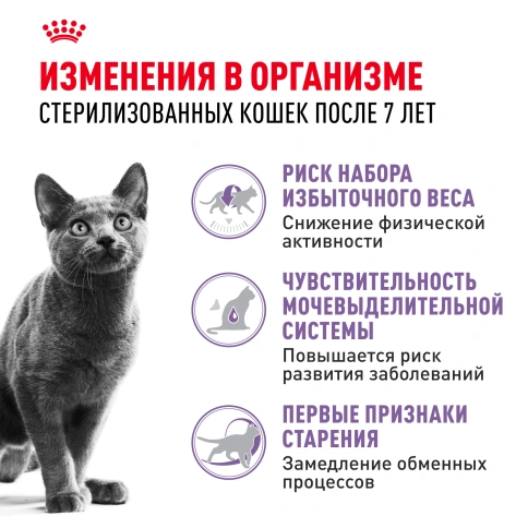 Сухой корм Royal Canin Sterilised 7+ для стерилизованных кошек и кастрированных котов, 1.5 кг фото 2
