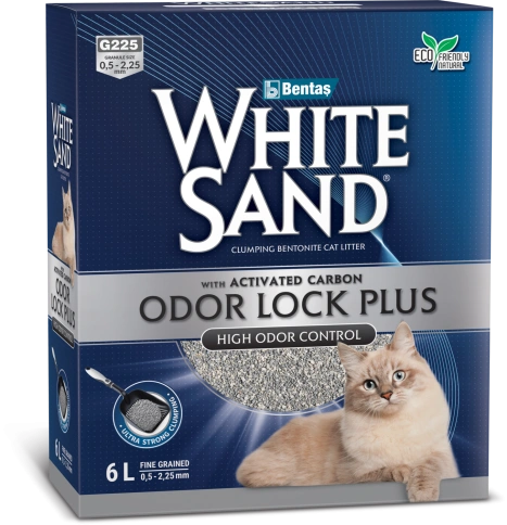 Наполнитель White Sand для кошачьего туалета, комкующийся "С усиленной блокировкой запахов" с активированным углем, 6 л фото 1