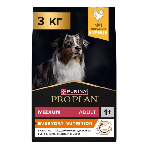 Сухой корм PRO PLAN Chicken для взрослых собак средних пород, с высоким содержанием курицы, 3 кг фото 1