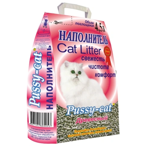 Наполнитель Pussy-Cat древесный для кошачьих туалетов, 4,5 л фото 1