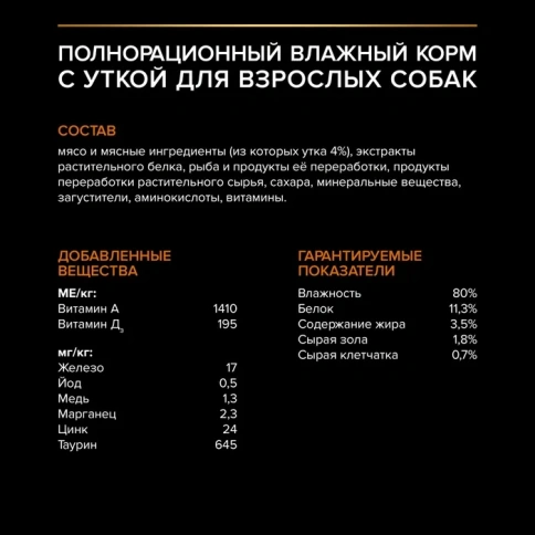Влажный корм PRO PLAN Duck для взрослых собак мелких и карликовых пород, с уткой в соусе, 85 г фото 5