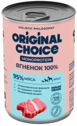 Влажный корм ORIGINAL CHOICE Monoprotein Adult Lamb для собак всех пород, с ягненком, 340 г фото 1