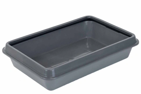 Туалет Дарэлл №5 для кошек, с рамкой, серый, 40 см х 26 см х 6,5 см фото 1