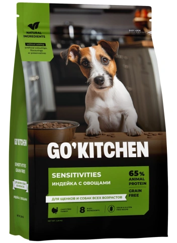Сухой корм Go'Kitchen Turkey для щенков и собак всех возрастов для чувствительного пищеварения, с индейкой, 5,44 кг фото 3