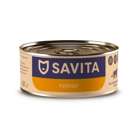 Влажный корм SAVITA Chicken для стерилизованных кошек, с курицей, 100 г фото 1