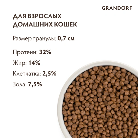 Сухой корм Grandorf 4 Meat Probiotic Indoor Четыре вида мяса Meat Assortment для домашних кошек, 2 кг фото 9