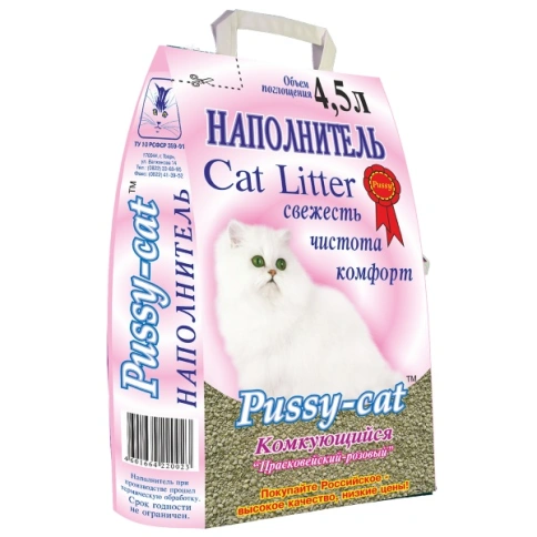 Наполнитель Pussy-Cat розовый комкующийся для кошачьих туалетов, 4,5 л фото 1