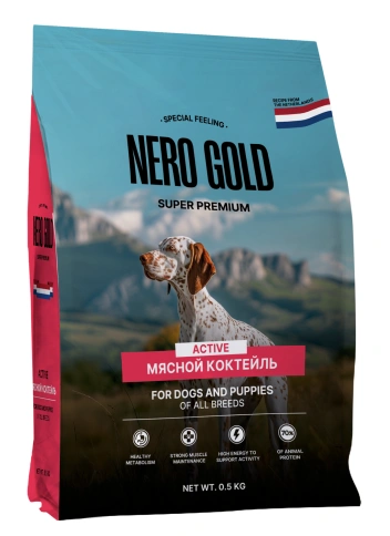 Сухой корм NERO GOLD для собак и щенков "Мясной коктейль", 500 г фото 1