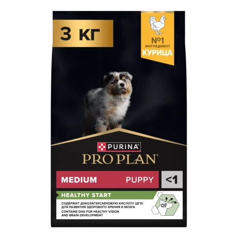 Сухой корм PRO PLAN Chicken для щенков средних пород, с высоким содержанием курицы, 3 кг фото 1