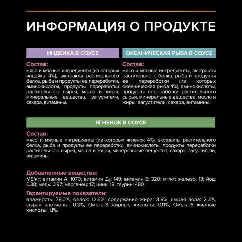 Влажный корм PRO PLAN Turkey, Lamb & Ocean Fish MIX для взрослых кошек с чувствительным пищеварением или особыми предпочтениями в еде, с индейкой, ягненком, океанической рыбой в соусе, 85 г фото 8
