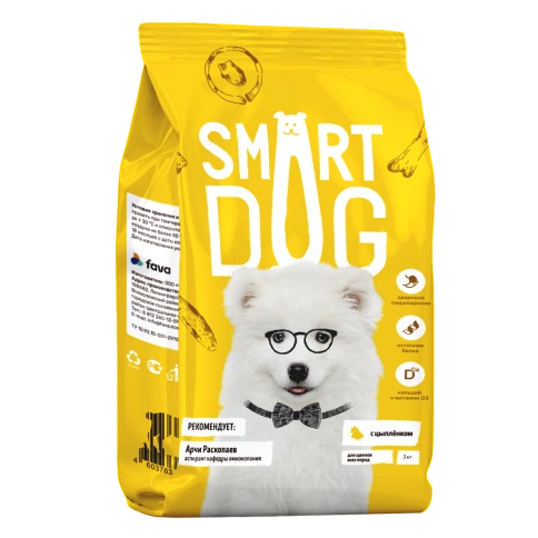 Сухой корм Smart Dog Chicken & Vegetables для щенков всех пород, с цыпленком и овощами, 3 кг фото 1