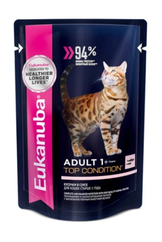 Влажный корм Eukanuba Top Condition Salmon для взрослых кошек, с лососем, 85 г фото 1
