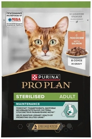 Влажный корм PRO PLAN Salmon для взрослых стерилизованных кошек и кастрированных котов, с лососем в соусе, 85 г фото 1