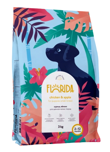 Сухой корм FLORIDA Small Puppy Chicken & Apple для щенков малых пород, с курицей и яблоком, 3 кг фото 2