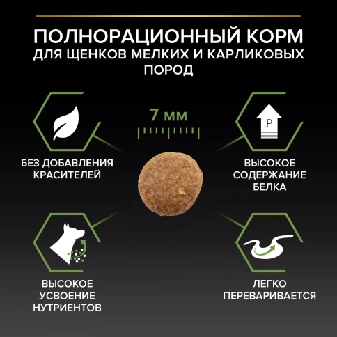 Сухой корм PRO PLAN Chicken для щенков мелких и карликовых пород, с высоким содержанием курицы, 700 г фото 3