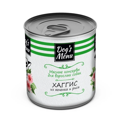 Влажный корм Dog`s Menu Lamb & Rice для взрослых собак хаггис из ягненка и риса, 750 г фото 2