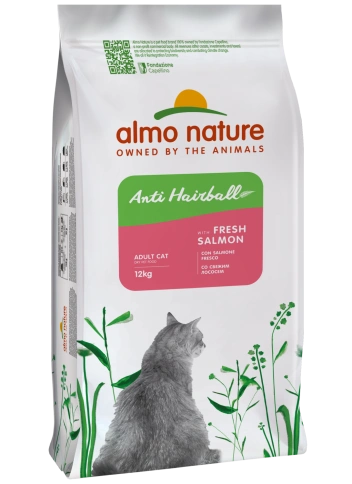 Сухой корм Almo Nature Hairball Salmon для взрослых кошек со свежим, с лососем, 12 кг фото 1