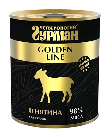 Влажный корм Четвероногий Гурман Золотая линия Lamb для собак, ягненок натуральный в желе, 340 г фото 1