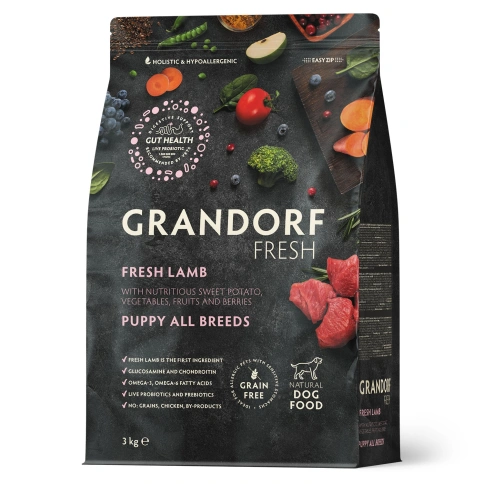 Сухой корм Grandorf Fresh Dog Lamb & Sweet Potato для щенков всех пород беременных и кормящих собак беззерновой ягненок, с бататом, 3 кг фото 1