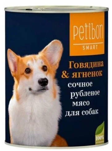 Влажный корм Petibon Smart Beef & Lamb для собак, сочное рубленое мясо, с говядиной и ягненком, 240 г фото 1