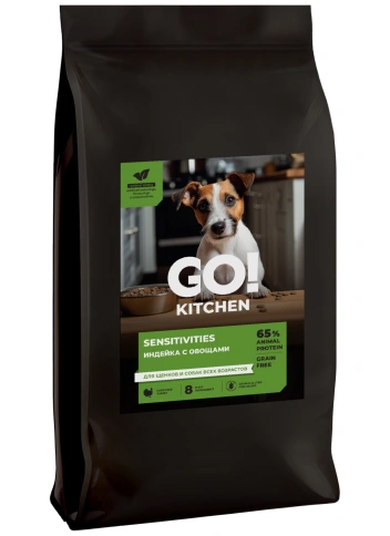 Сухой корм Go'Kitchen Turkey для щенков и собак всех возрастов для чувствительного пищеварения, с индейкой, 9,98 кг фото 3