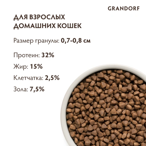 Сухой корм Grandorf Lamb & Turkey Indoor для домашних кошек, 8 кг фото 9