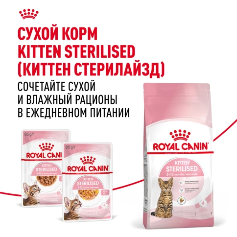 Влажный корм Royal Canin Kitten Sterilised в желе для стерилизованных котят до 12 месяцев, пауч, 85 г фото 10