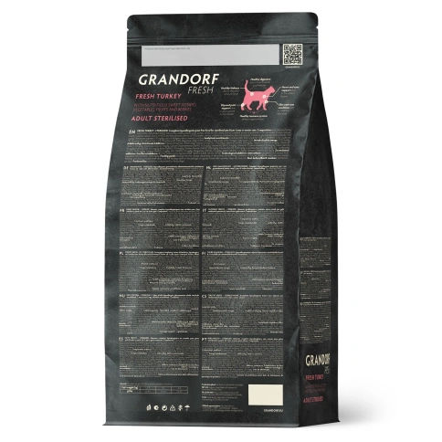 Сухой корм Grandorf Fresh Cat Turkey & Sweet Potato для стерилизованных кошек диетическая формула для особо аллергичных кошек индейка, с бататом, 400 г фото 2