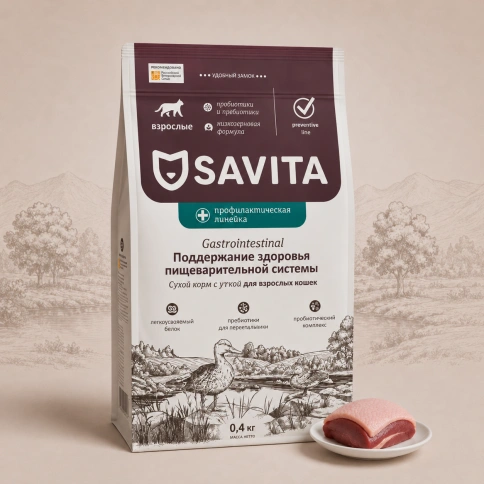Сухой корм Savita Preventive Line GASTROINTESTINAL для взрослых кошек для поддержания здоровья пищеварительной системы, 3 кг фото 1