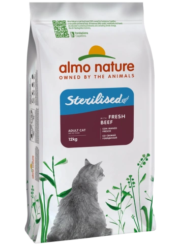 Сухой корм Almo Nature Sterilised Beef & Rice, для стерилизованных кошек со cвежей говядиной и коричневым рисом, 12 кг фото 1