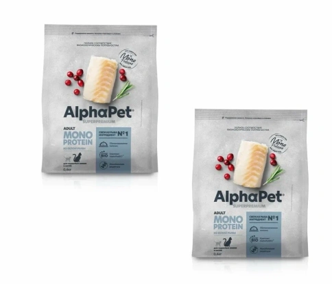 Сухой корм ALPHAPET Superpremium Monoprotein White Fish для взрослых кошек, с белой рыбой, 400 г фото 1
